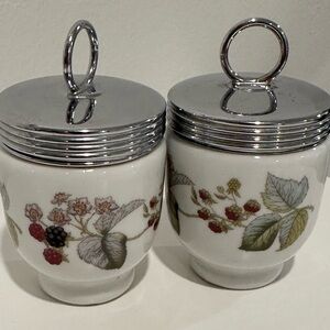2 Vintage Royal Worcester Lavinia Blackberry Egg Coddler Cup